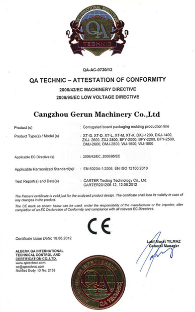 中国 Cangzhou Gerun Machinery Co.,Ltd 認証