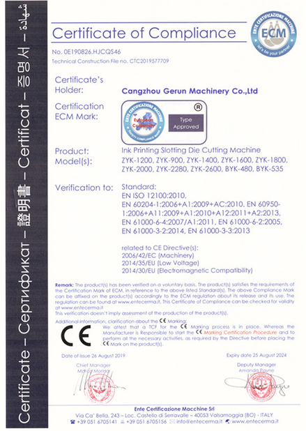 中国 Cangzhou Gerun Machinery Co.,Ltd 認証